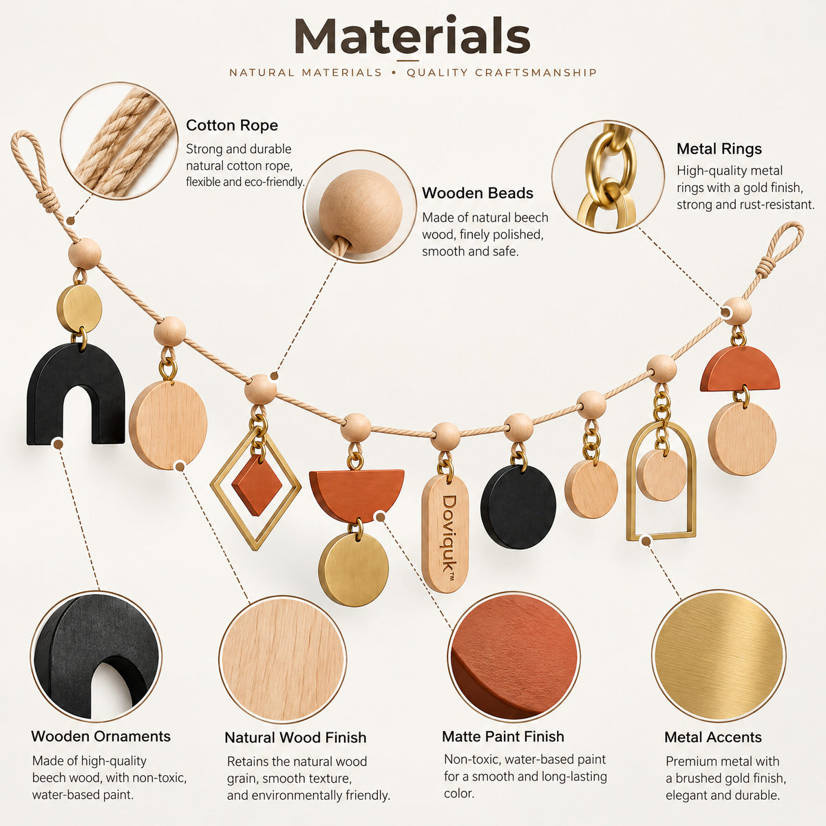 Doviquk™ Modern Boho Geometric Shapes Wall Hanging Garland materials