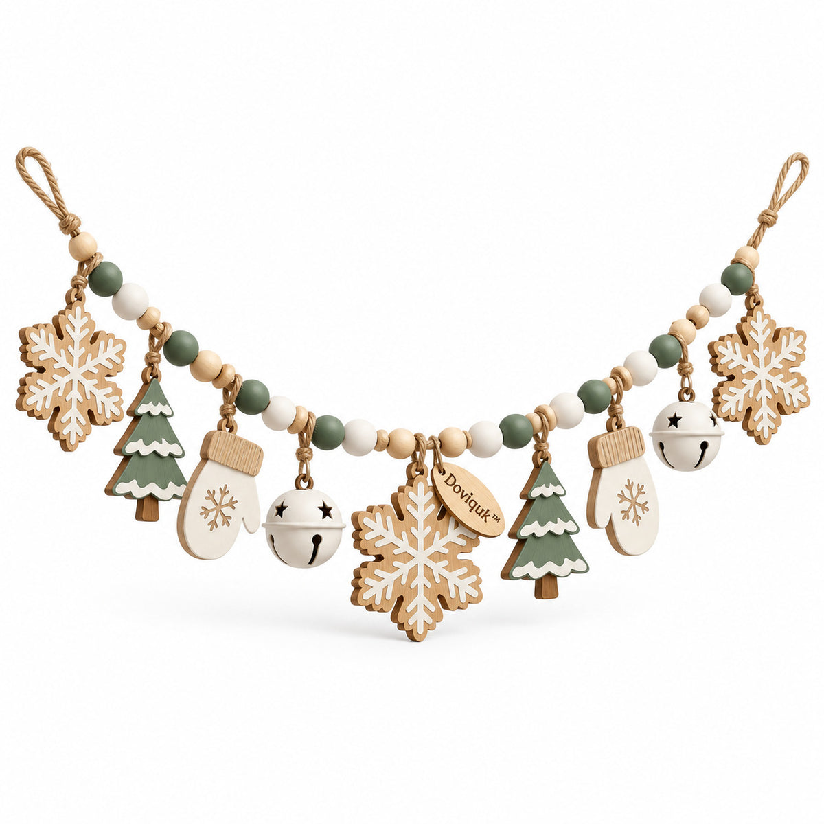 Doviquk™ Christmas Snowflakes, Trees & Bells Hanging Garland hero