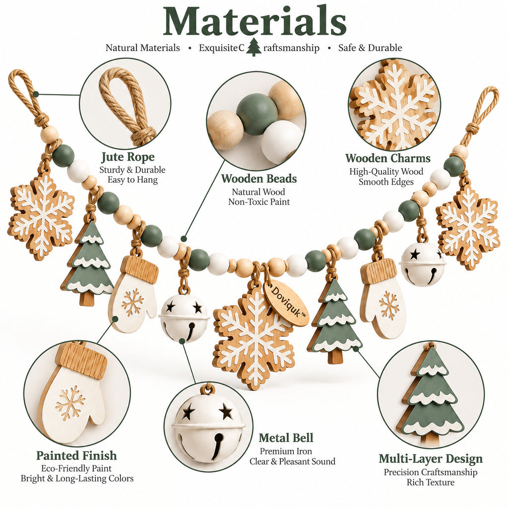 Doviquk™ Christmas Snowflakes, Trees & Bells Hanging Garland materials