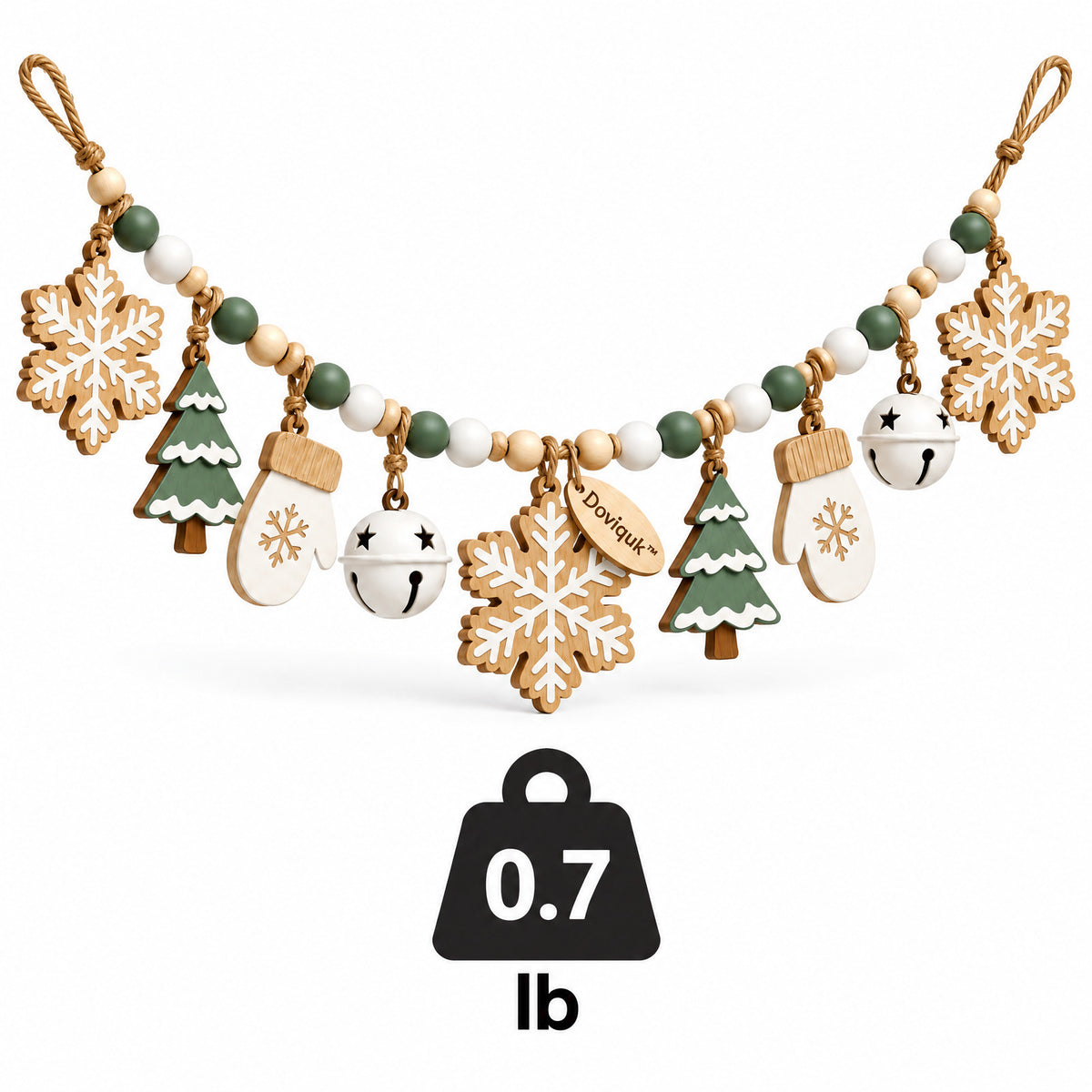 Doviquk™ Christmas Snowflakes, Trees & Bells Hanging Garland weight