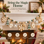 Doviquk™ Christmas Snowflakes, Trees & Bells Hanging Garland home setting