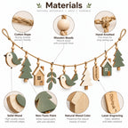 Doviquk™ Woodland Birds, Trees & Tiny Houses Wooden Garland - material details