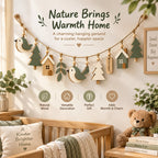 Doviquk™ Woodland Birds, Trees & Tiny Houses Wooden Garland - in room