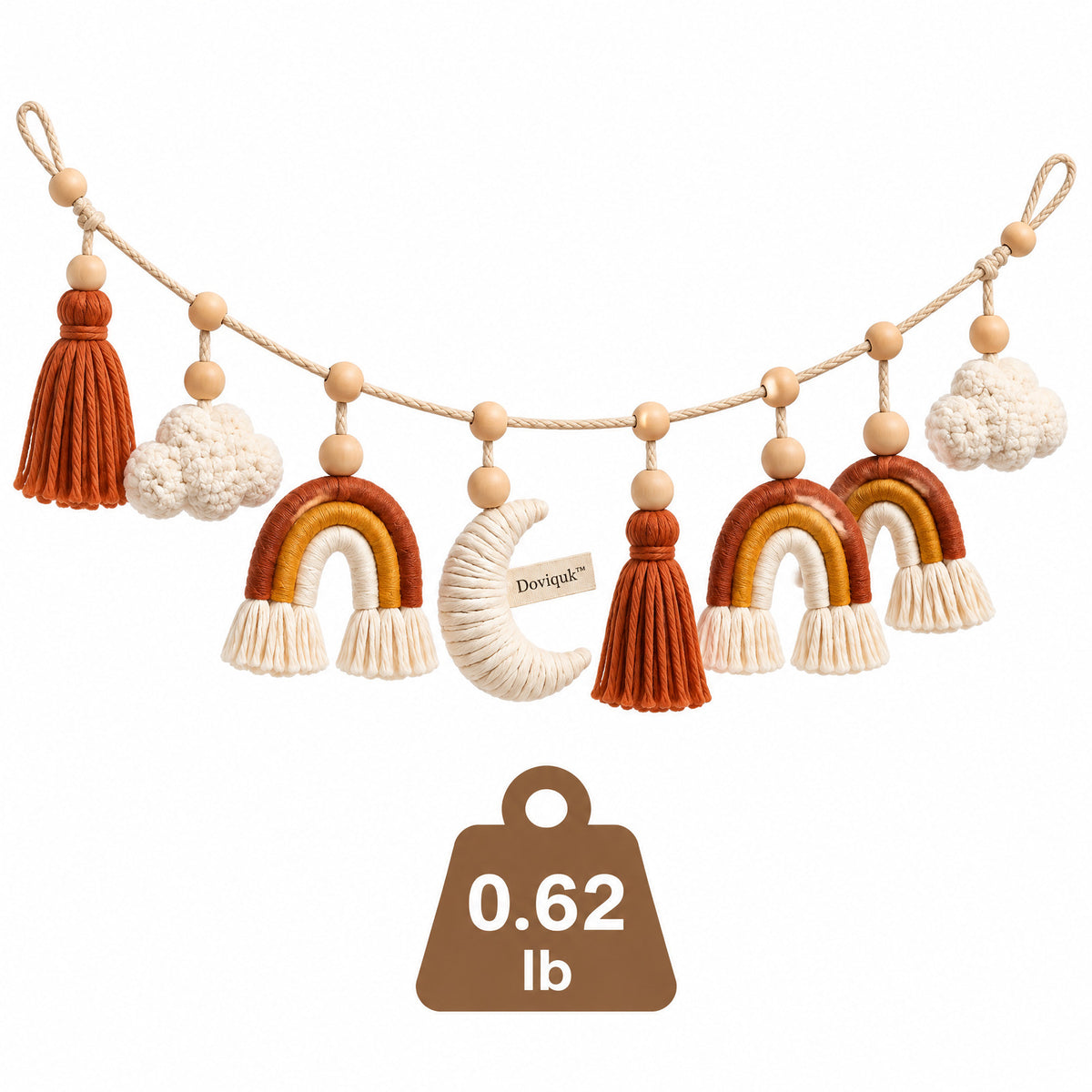 Doviquk™ Boho Rainbow, Cloud & Moon Nursery Hanging Garland — weight