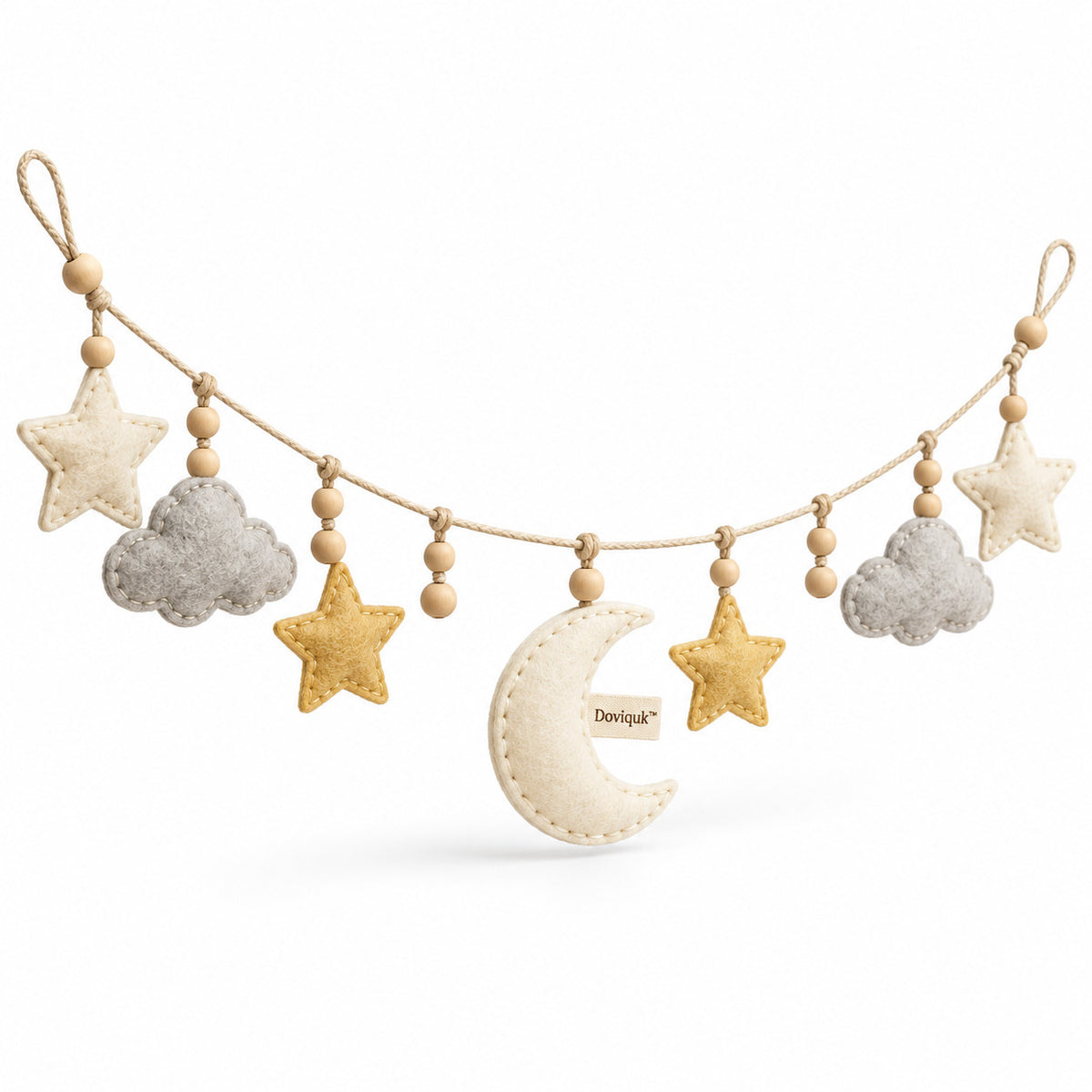 Doviquk™ Dreamy Moon, Stars & Clouds Felt Hanging Garland - Product