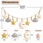 Doviquk™ Dreamy Moon, Stars & Clouds Felt Hanging Garland - Size