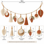 Doviquk™ Autumn Macramé Leaves & Tassel Boho Wall Garland - dimensions