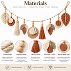 Doviquk™ Autumn Macramé Leaves & Tassel Boho Wall Garland - materials