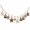 Doviquk™ Rustic Farmhouse Wooden Stars, Hearts & Bells Garland - hero