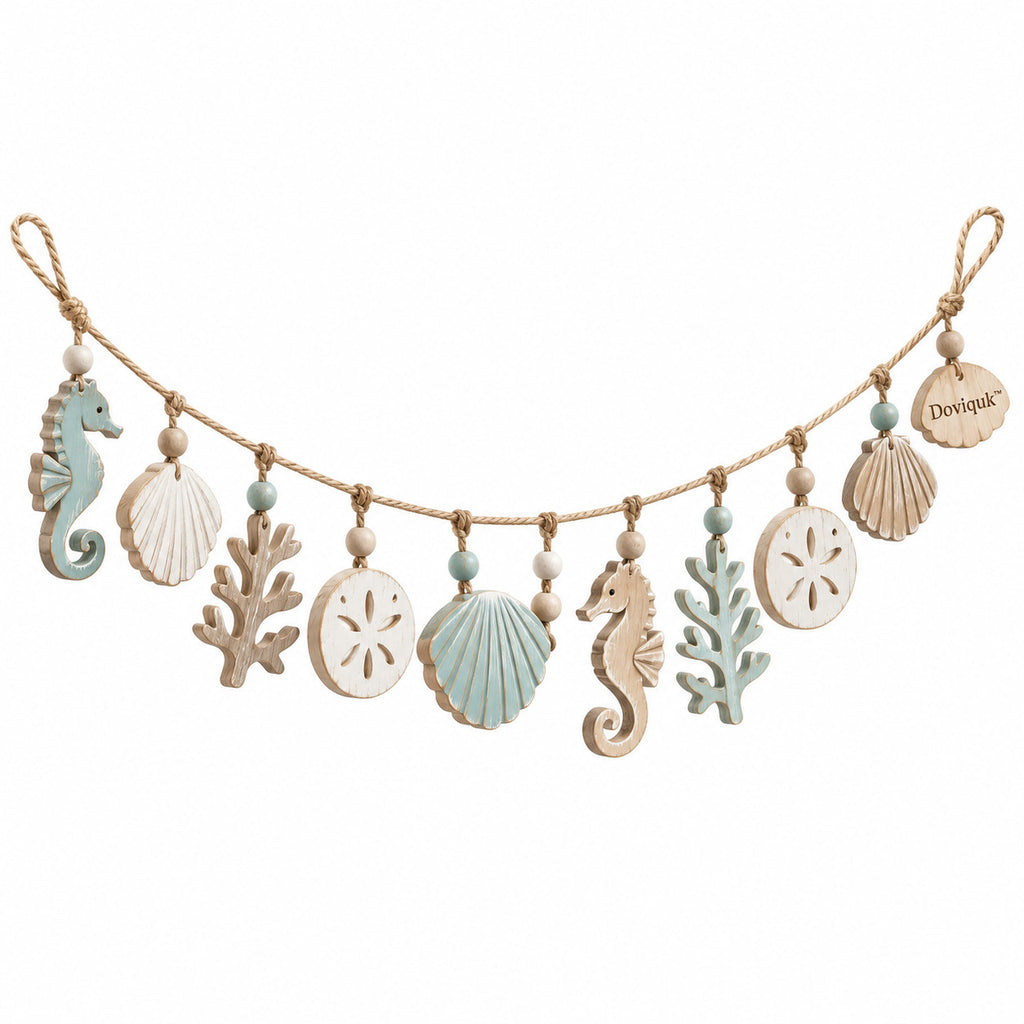 Doviquk™ Coastal Seahorses, Seashells & Coral Hanging Garland — main image