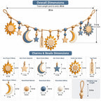Doviquk™ Sun, Moon & Stars Wooden Garland — Blue & Golden Yellow — dimensions