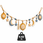Doviquk™ Sun, Moon & Stars Wooden Garland — Blue & Golden Yellow — weight