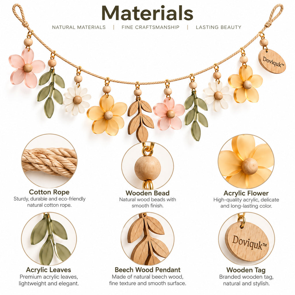 Doviquk™ Blush & Honey Blossom Floral Hanging Garland: materials