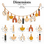 Doviquk™ Playful Boho Abstract Wooden Shapes Nursery Garland: dimensions