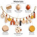 Doviquk™ Playful Boho Abstract Wooden Shapes Nursery Garland: materials