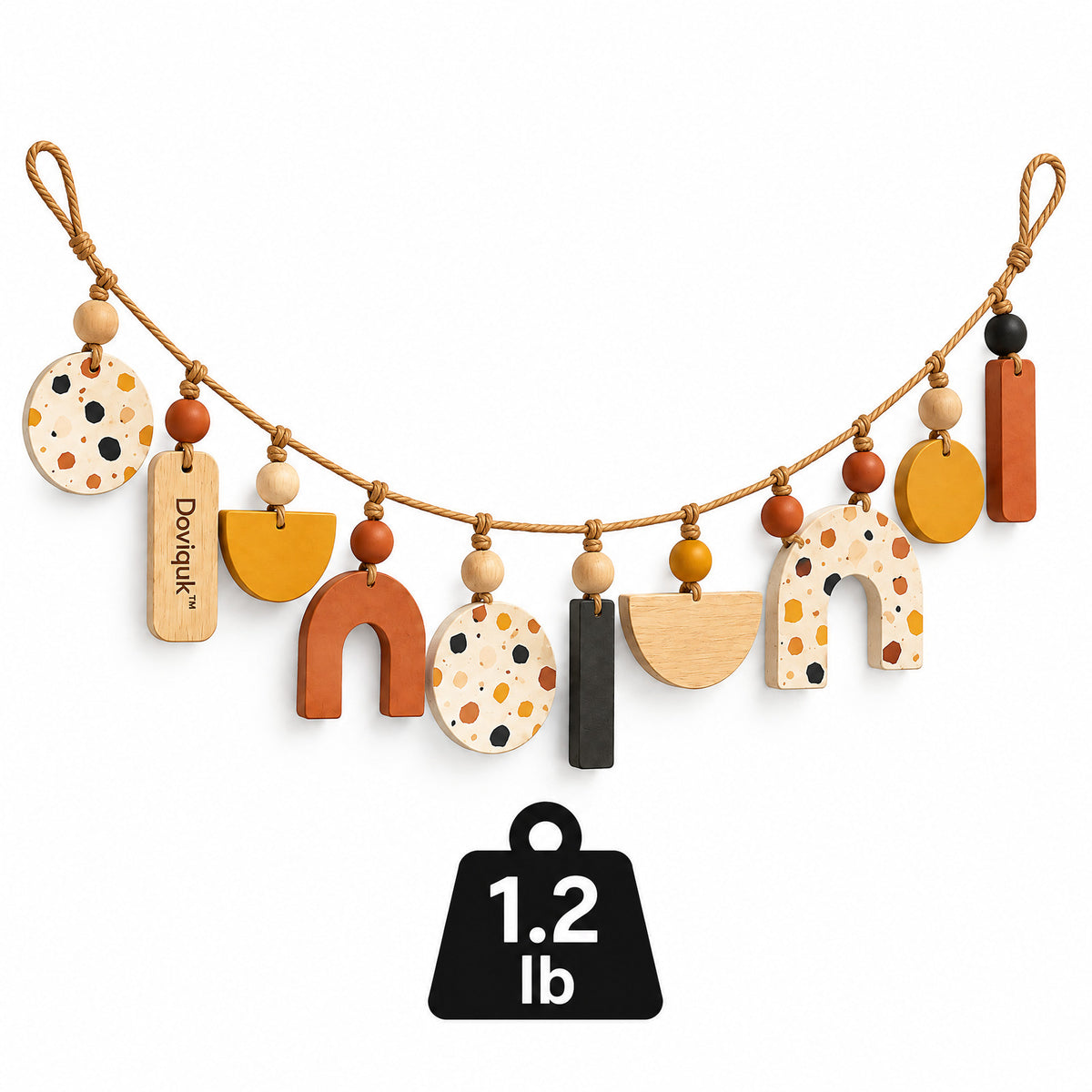 Doviquk™ Playful Boho Abstract Wooden Shapes Nursery Garland: weight