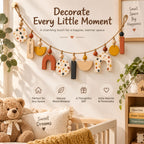 Doviquk™ Playful Boho Abstract Wooden Shapes Nursery Garland: scene
